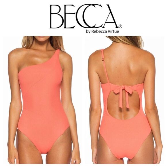 BECCA By Rebecca Virtue Swimsuit Fine Line Rib One Piece Medium - Picture 1 of 12